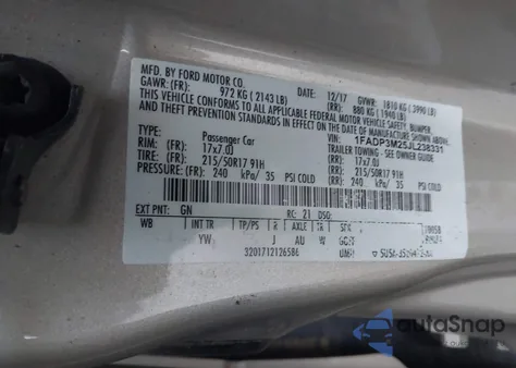 2018 Ford Focus Sel из США, поврежденный, VIN 1FADP3M25JL238331